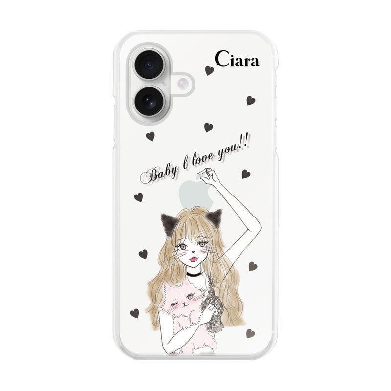 iPhoneケース ハイブリッド クリアケース ブラックキャットガール