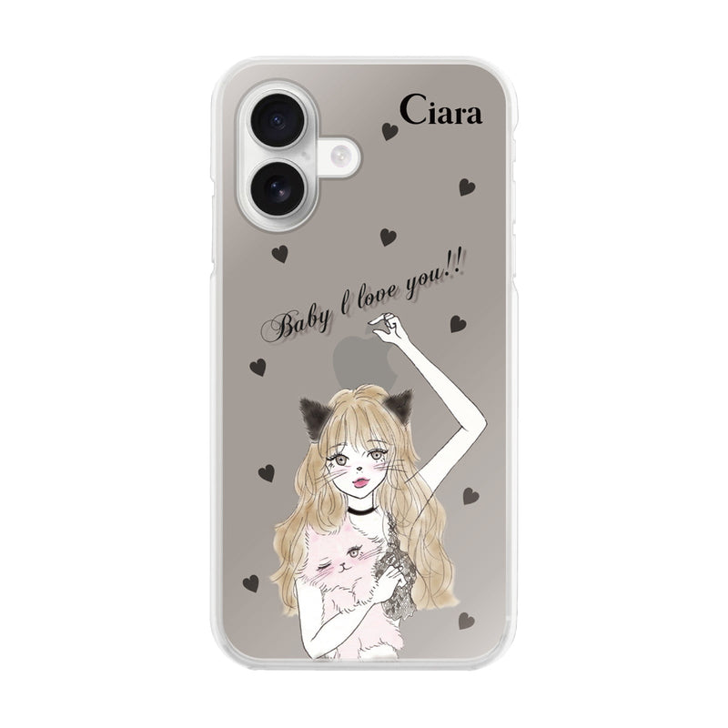 iPhoneケース ハイブリッド クリアケース ブラックキャットガール