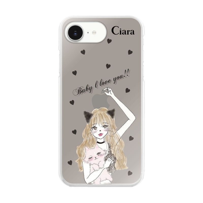iPhoneケース ハイブリッド クリアケース ブラックキャットガール