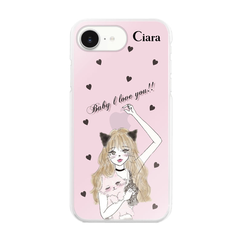 iPhoneケース ハイブリッド クリアケース ブラックキャットガール