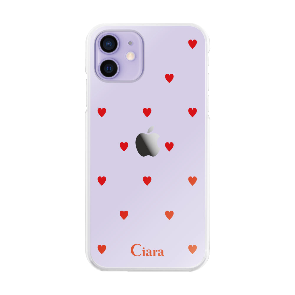iPhone12/12Proケース ハイブリッド クリアケース スウィートハート レッド