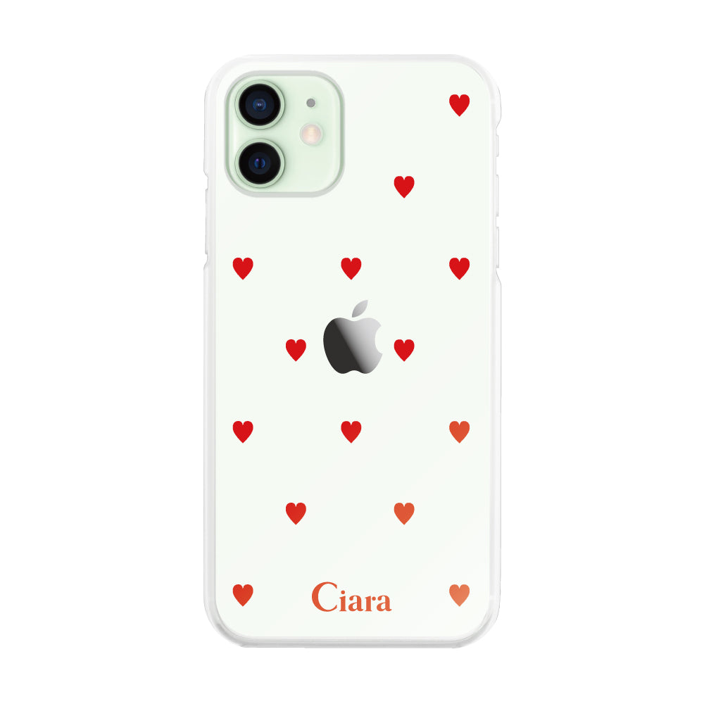 iPhone12miniケース ハイブリッド クリアケース スウィートハート レッド
