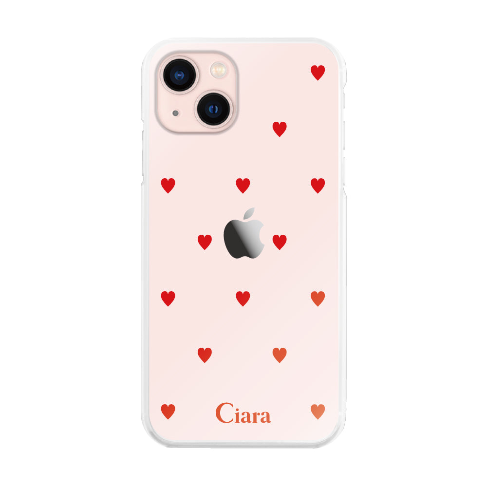 iPhone13ケース ハイブリッド クリアケース スウィートハート レッド