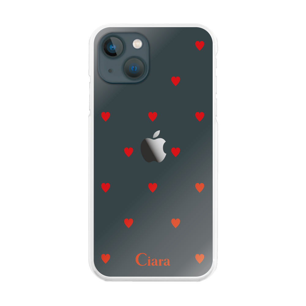 iPhone13miniケース ハイブリッド クリアケース スウィートハート レッド