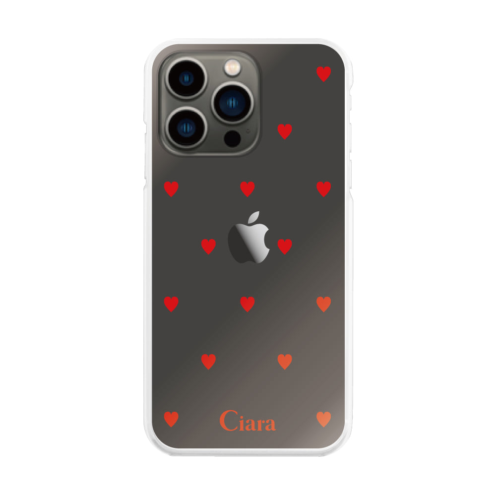 iPhone13Proケース ハイブリッド クリアケース スウィートハート レッド