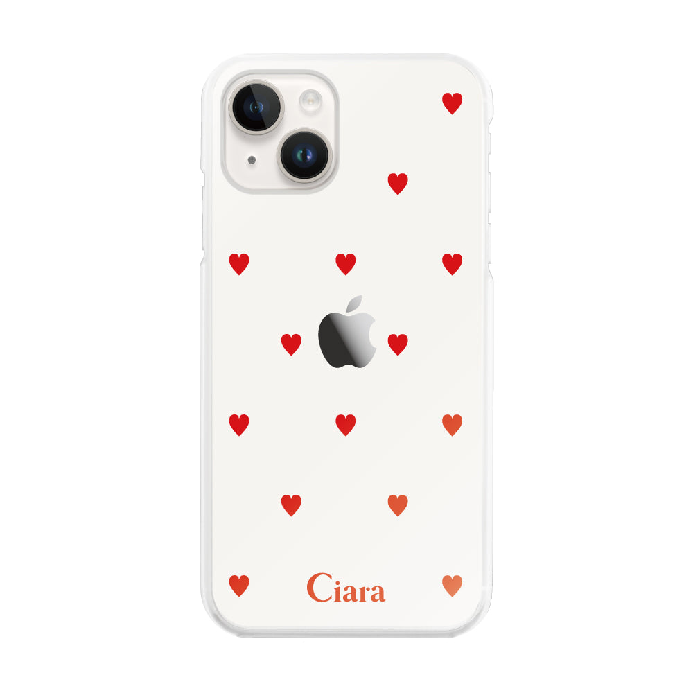 iPhone14ケース ハイブリッド クリアケース スウィートハート レッド