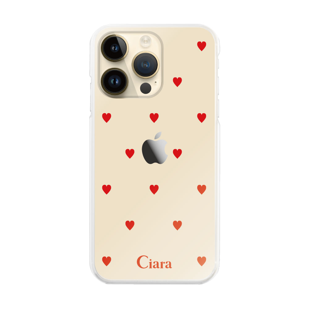 iPhone14Proケース ハイブリッド クリアケース スウィートハート レッド