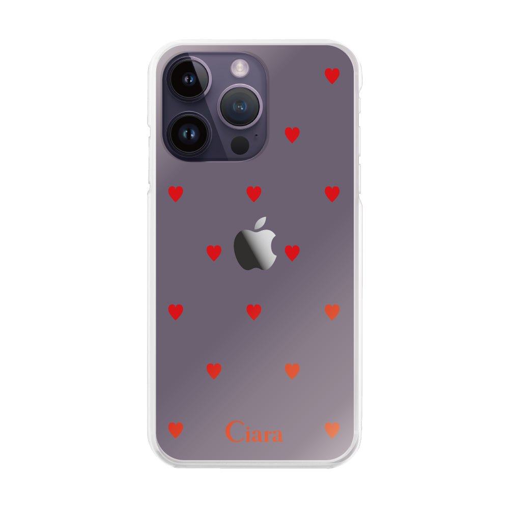 iPhone14ProMaxケース ハイブリッド クリアケース スウィートハート レッド