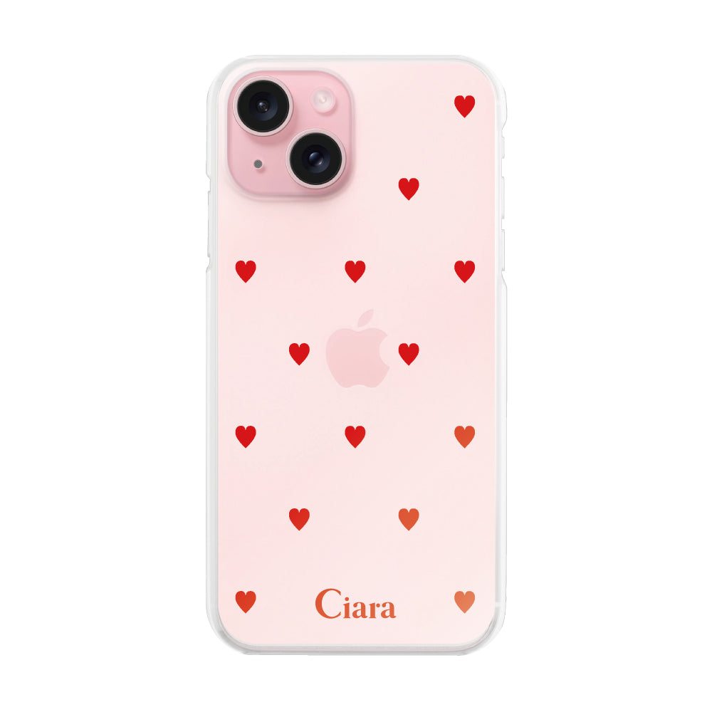 iPhone15ケース ハイブリッド クリアケース スウィートハート レッド
