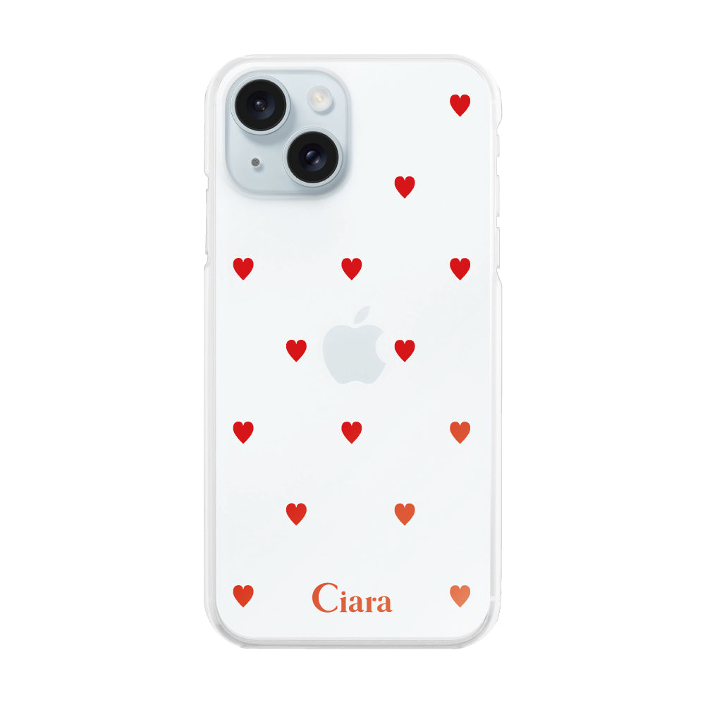 iPhone15Plusケース ハイブリッド クリアケース スウィートハート レッド
