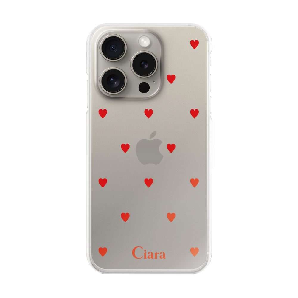 iPhone15Proケース ハイブリッド クリアケース スウィートハート レッド