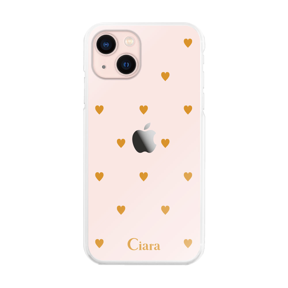 iPhone13ケース ハイブリッド クリアケース スウィートハート オレンジ