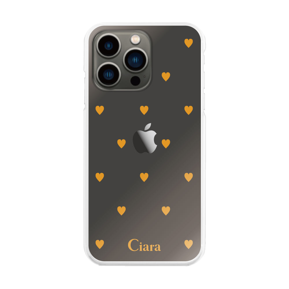 iPhone13Proケース ハイブリッド クリアケース スウィートハート オレンジ