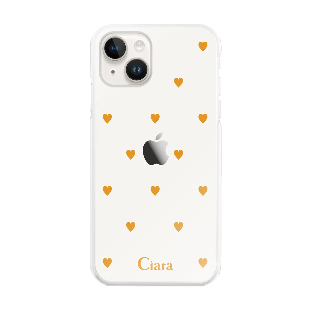 iPhone14ケース ハイブリッド クリアケース スウィートハート オレンジ