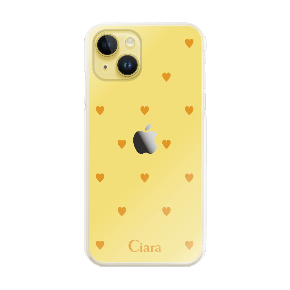 iPhone14Plusケース ハイブリッド クリアケース スウィートハート オレンジ