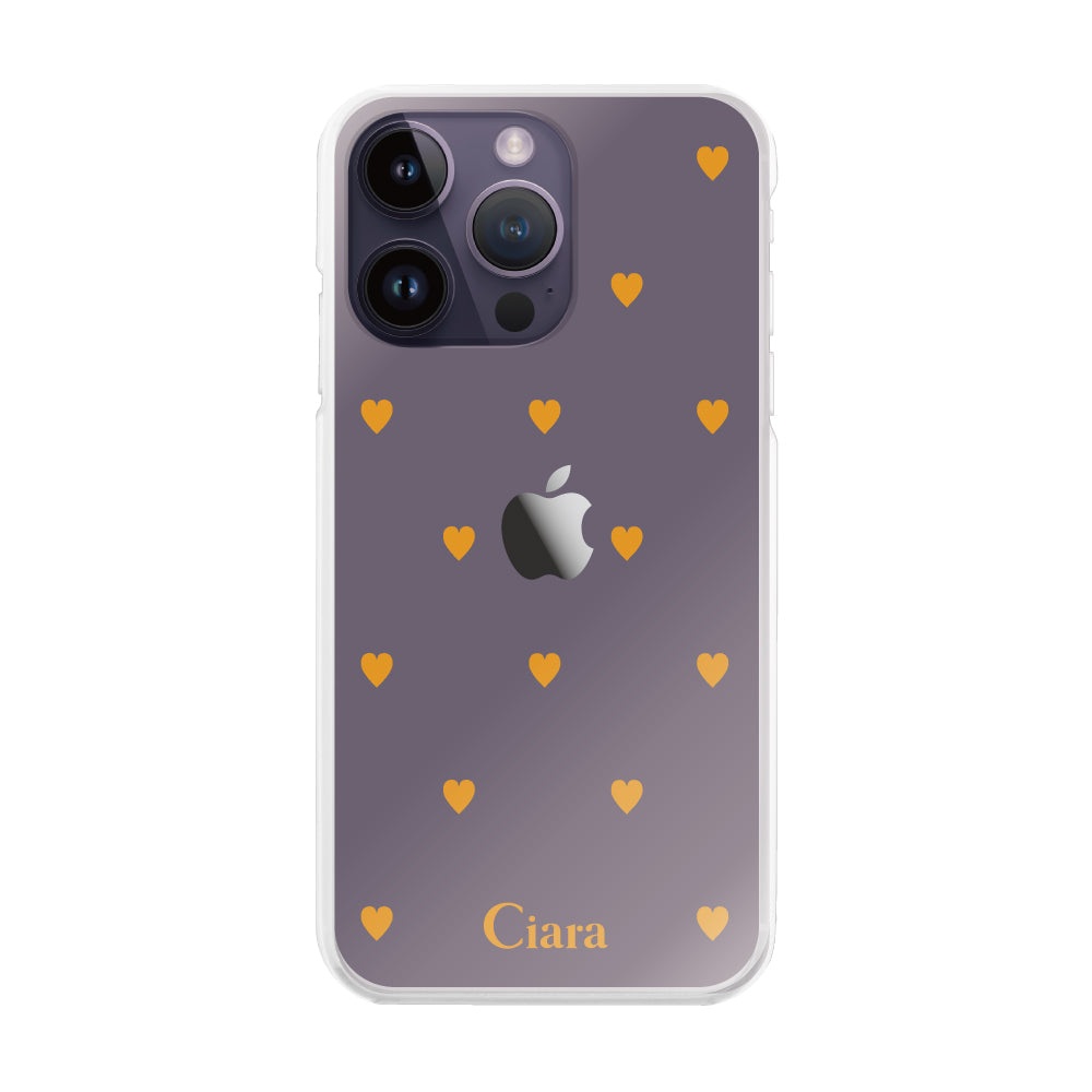 iPhone14ProMaxケース ハイブリッド クリアケース スウィートハート オレンジ