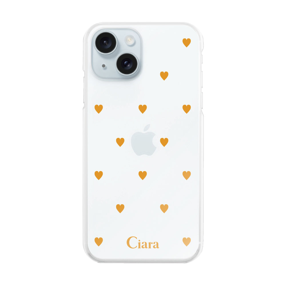 iPhone15Plusケース ハイブリッド クリアケース スウィートハート オレンジ