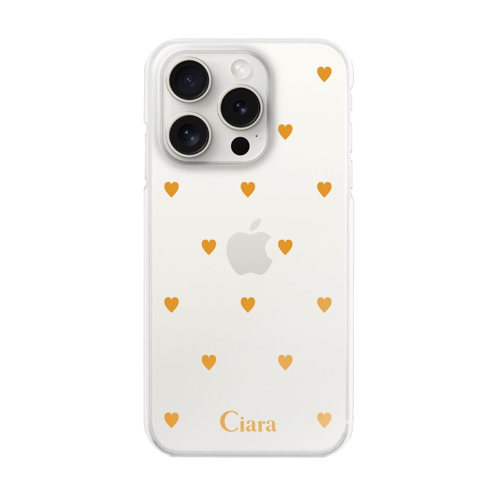 iPhone15ProMaxケース ハイブリッド クリアケース スウィートハート オレンジ