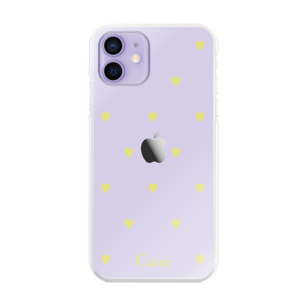 iPhone12/12Proケース ハイブリッド クリアケース スウィートハート イエロー