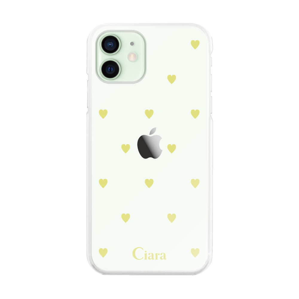 iPhone12miniケース ハイブリッド クリアケース スウィートハート イエロー