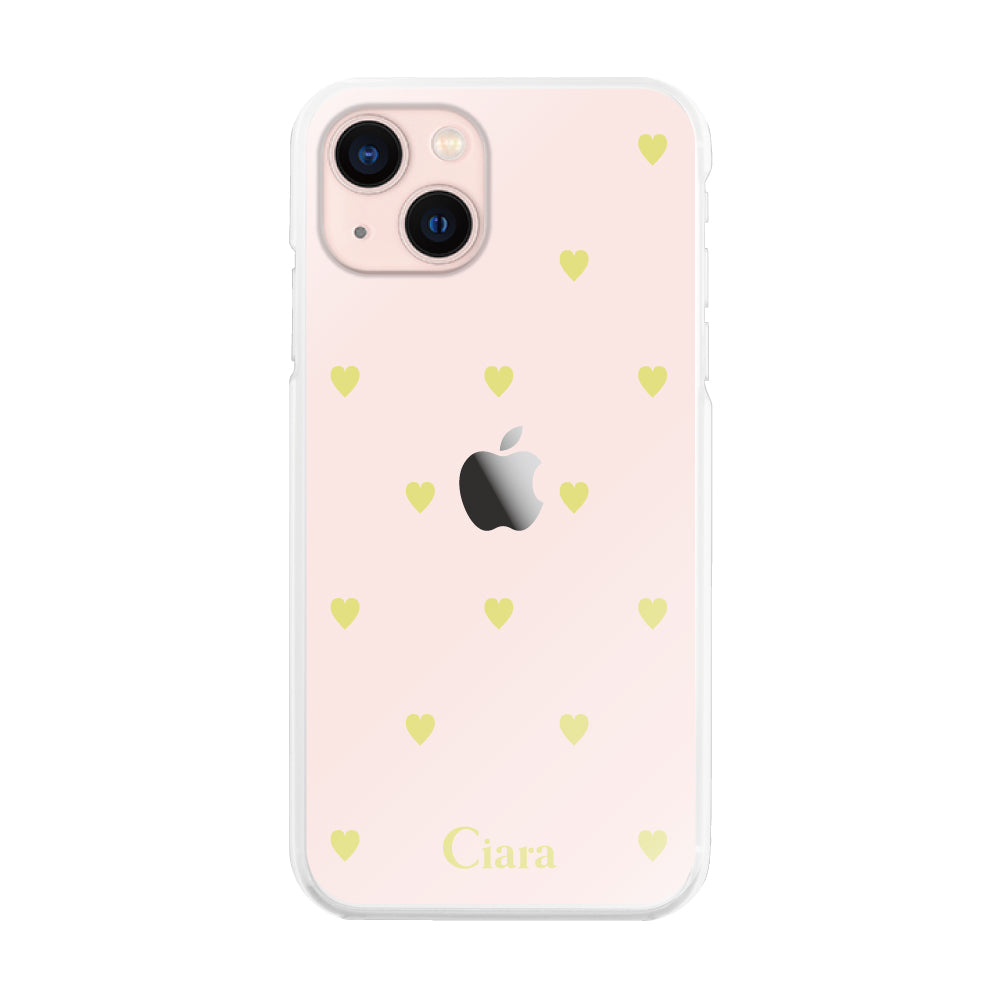 iPhone13ケース ハイブリッド クリアケース スウィートハート イエロー