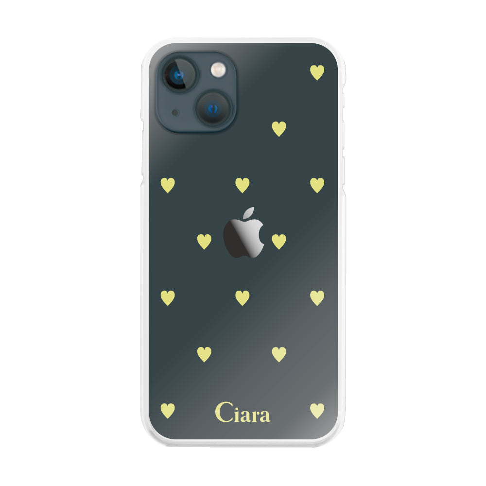 iPhone13miniケース ハイブリッド クリアケース スウィートハート イエロー