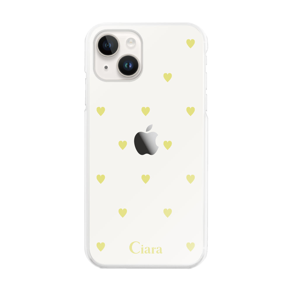 iPhone14ケース ハイブリッド クリアケース スウィートハート イエロー