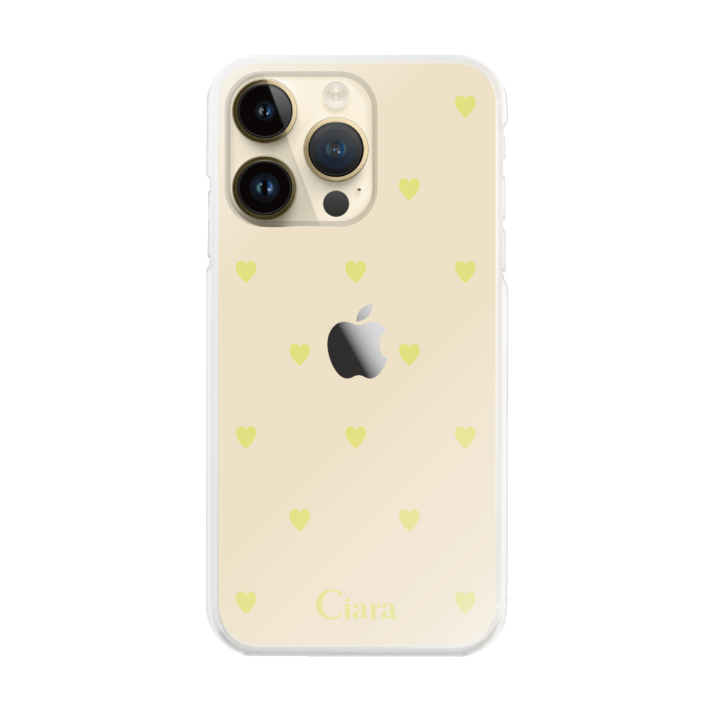 iPhone14Proケース ハイブリッド クリアケース スウィートハート イエロー