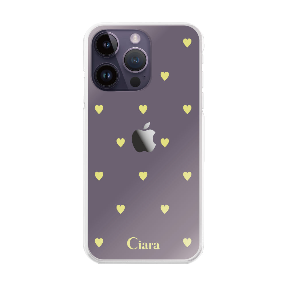 iPhone14ProMaxケース ハイブリッド クリアケース スウィートハート イエロー
