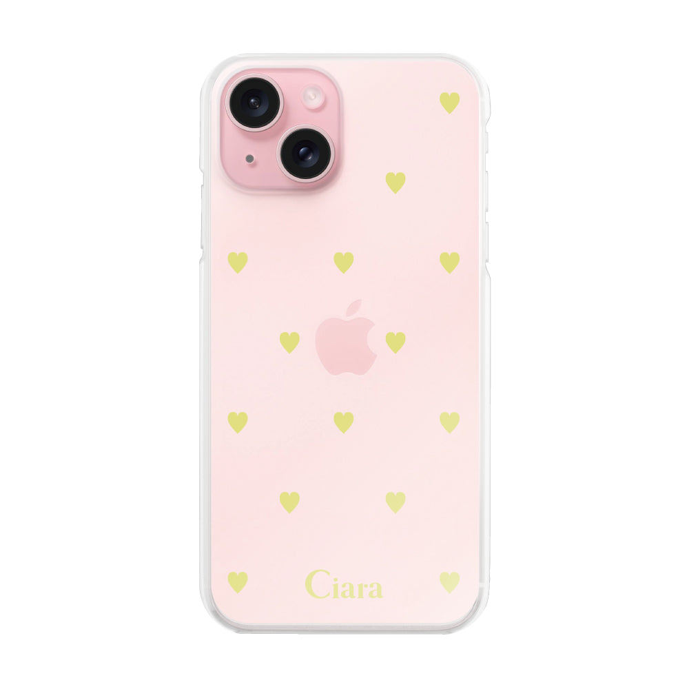 iPhone15ケース ハイブリッド クリアケース スウィートハート イエロー