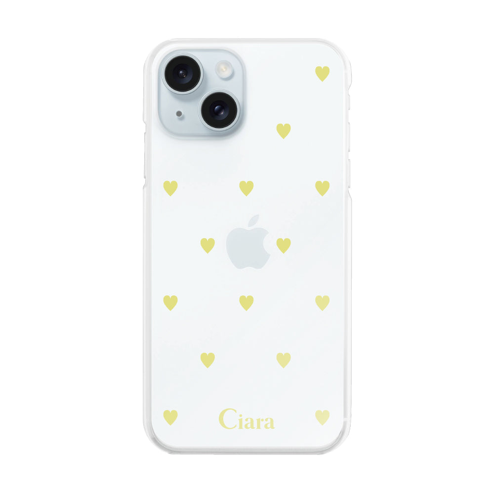iPhone15Plusケース ハイブリッド クリアケース スウィートハート イエロー