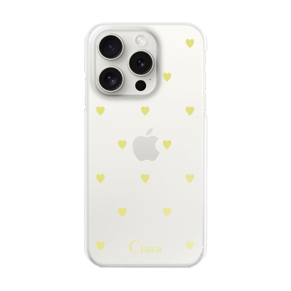 iPhone15ProMaxケース ハイブリッド クリアケース スウィートハート イエロー