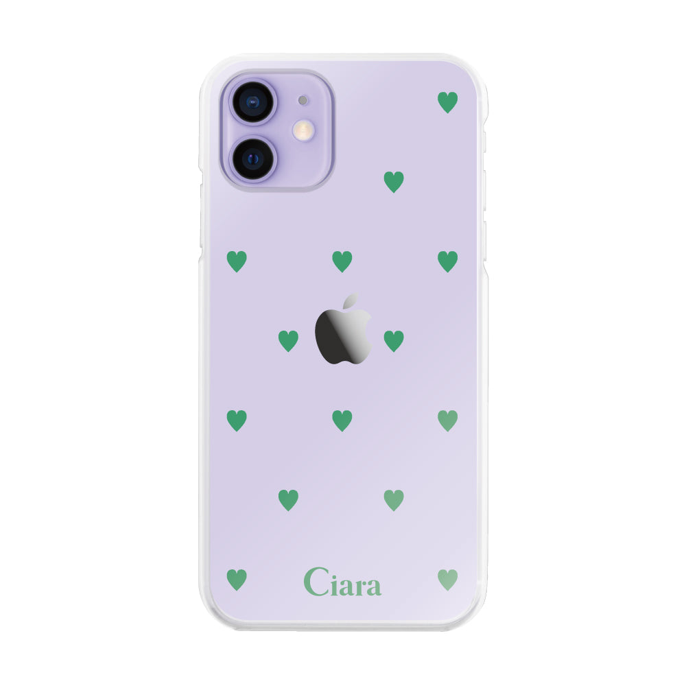 iPhone12/12Proケース ハイブリッド クリアケース スウィートハート グリーン