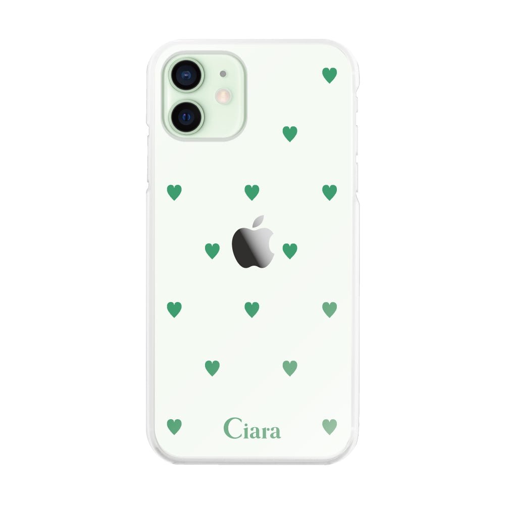 iPhone12miniケース ハイブリッド クリアケース スウィートハート グリーン