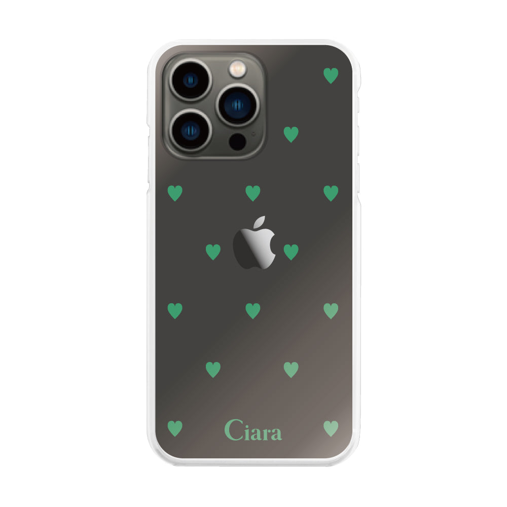 iPhone13Proケース ハイブリッド クリアケース スウィートハート グリーン