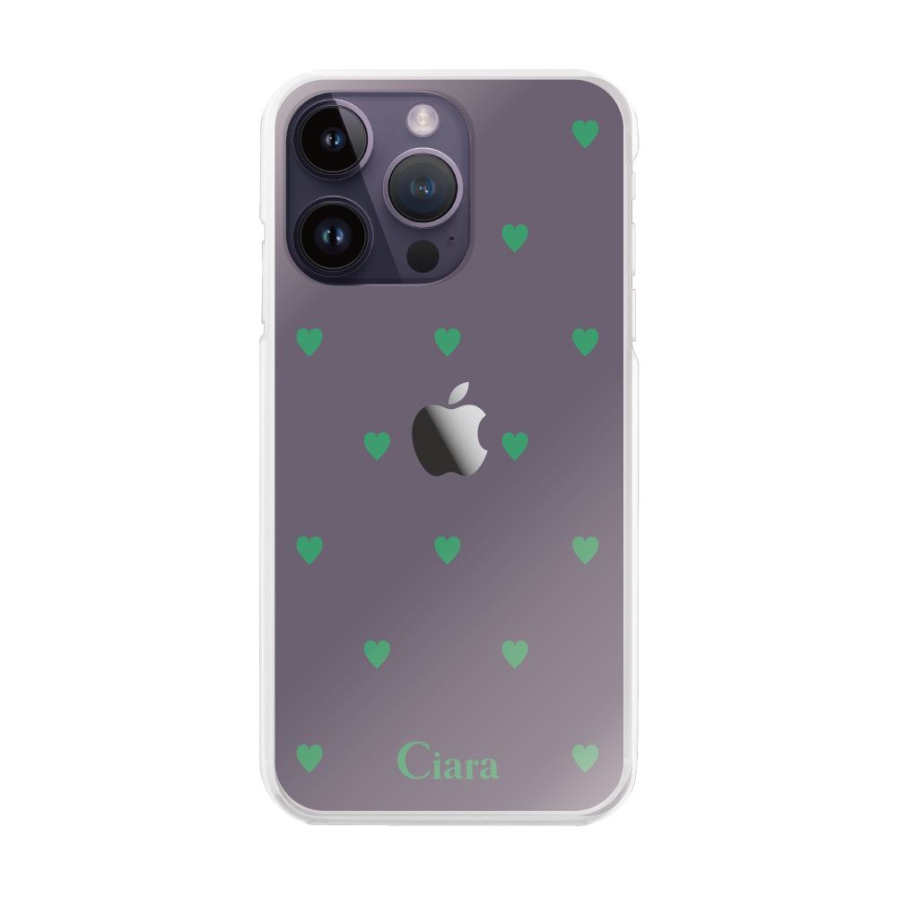 iPhone14ProMaxケース ハイブリッド クリアケース スウィートハート グリーン