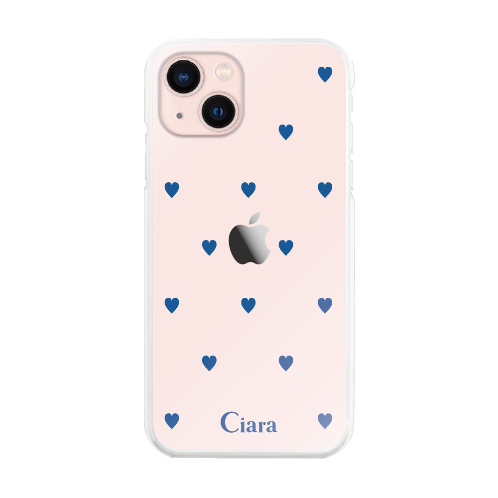 iPhone13ケース ハイブリッド クリアケース スウィートハート ブルー