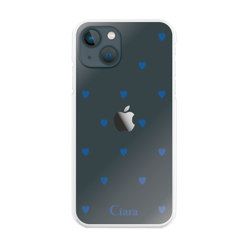 iPhone13miniケース ハイブリッド クリアケース スウィートハート ブルー
