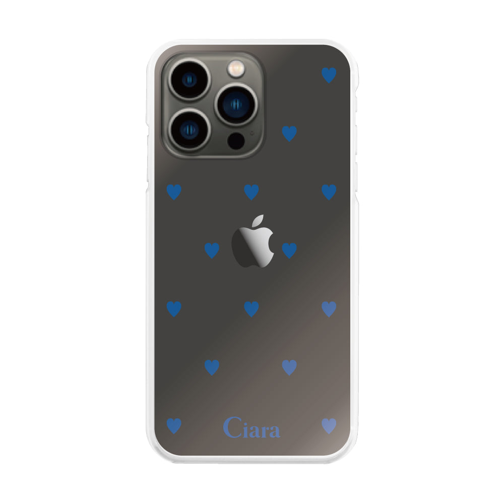 iPhone13Proケース ハイブリッド クリアケース スウィートハート ブルー