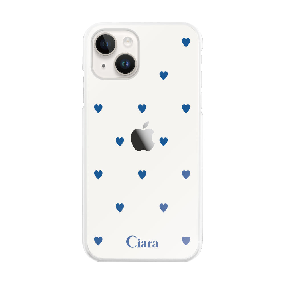 iPhone14ケース ハイブリッド クリアケース スウィートハート ブルー
