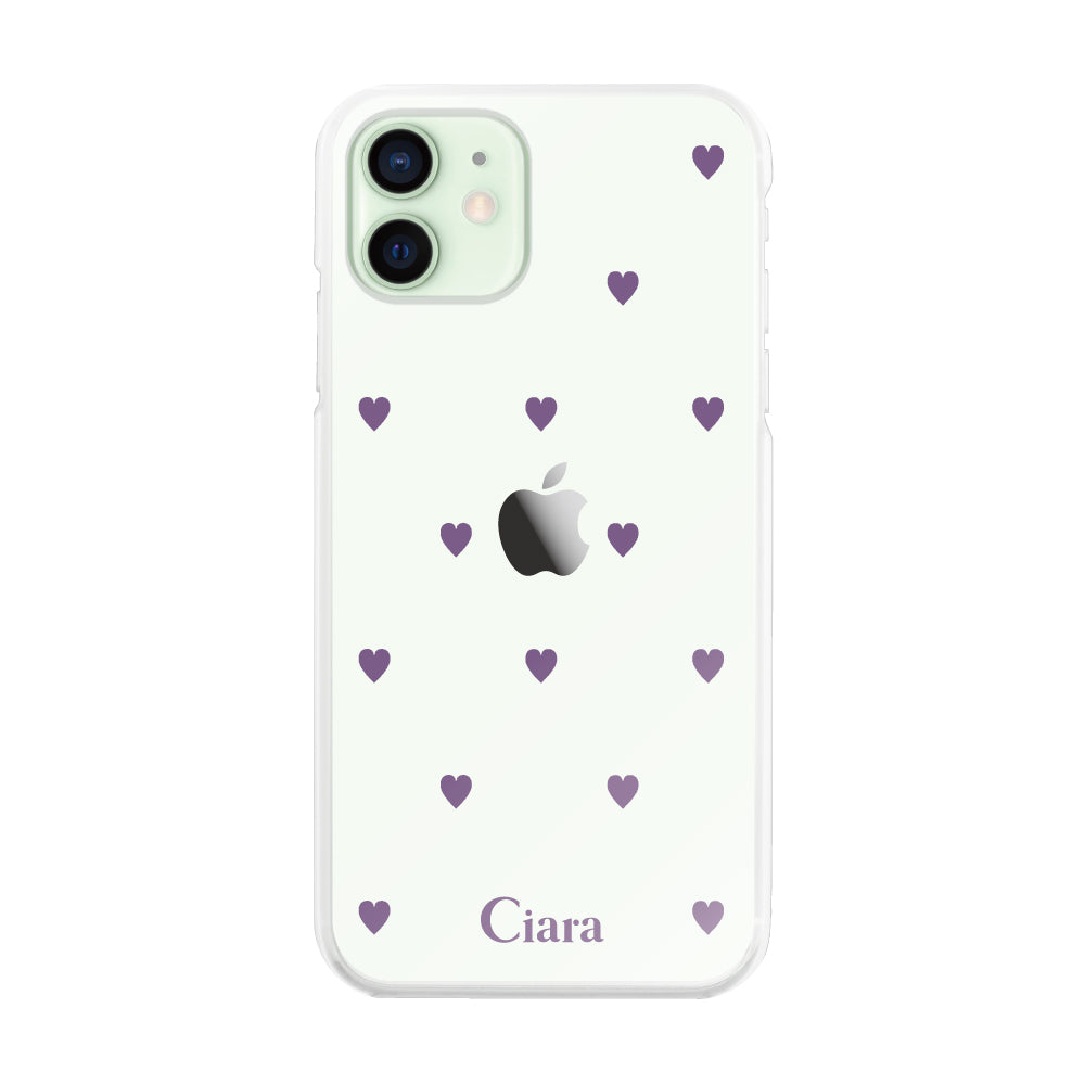 iPhone12miniケース ハイブリッド クリアケース スウィートハート パープル