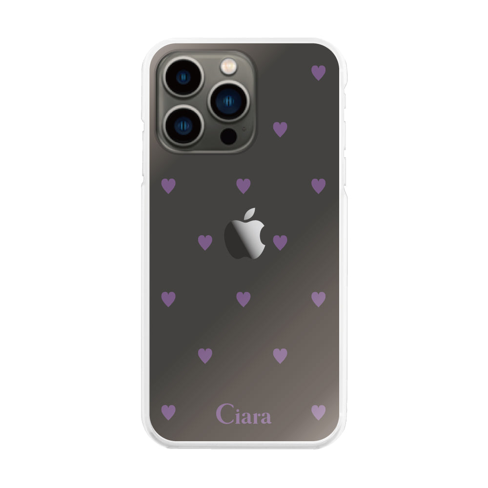 iPhone13Proケース ハイブリッド クリアケース スウィートハート パープル