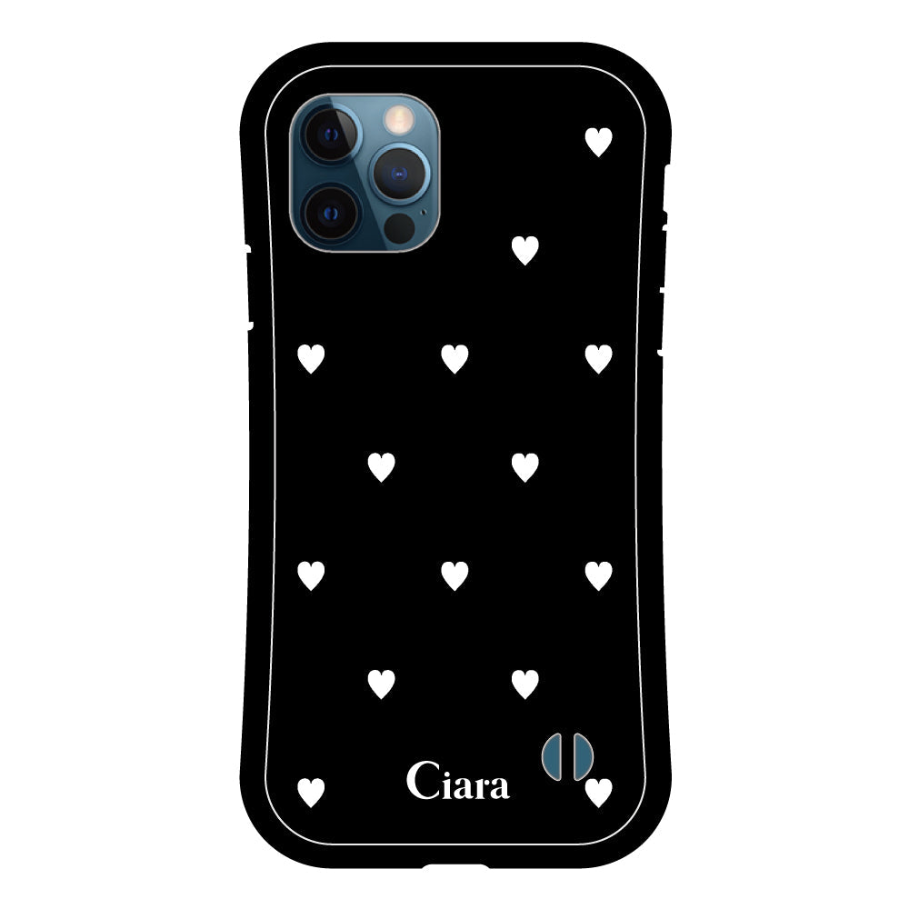 iPhone12ProMaxケース グリップ 耐衝撃ケース スウィートハート ブラック