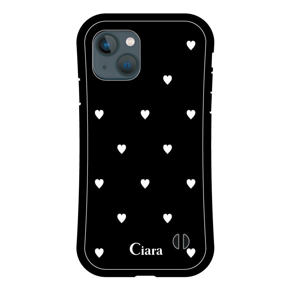 iPhone13miniケース グリップ 耐衝撃ケース スウィートハート ブラック