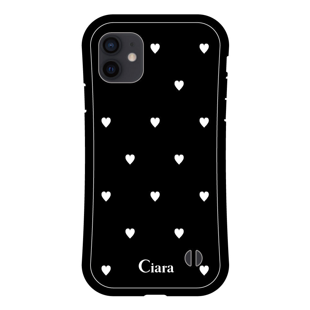 iPhoneXRケース グリップ 耐衝撃ケース スウィートハート ブラック