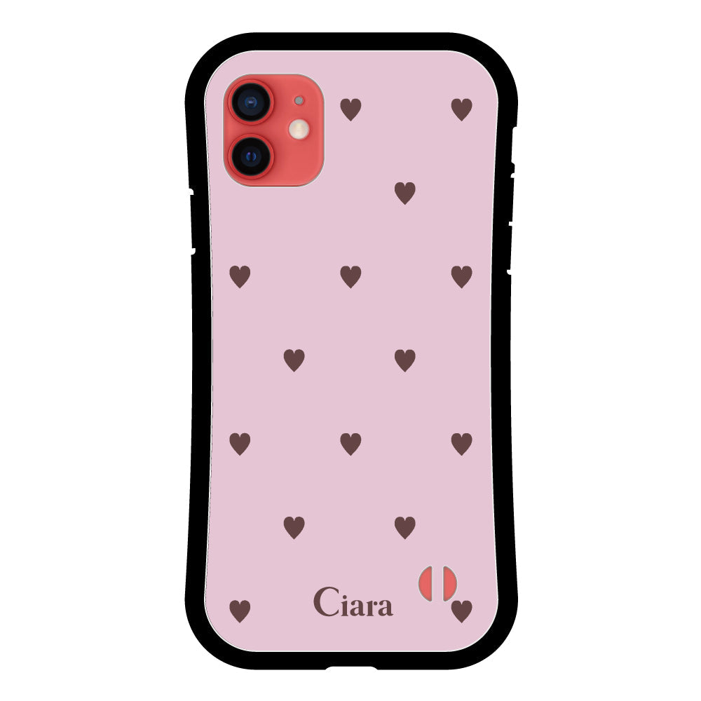 iPhone11ケース グリップ 耐衝撃ケース スウィートハート ピンク