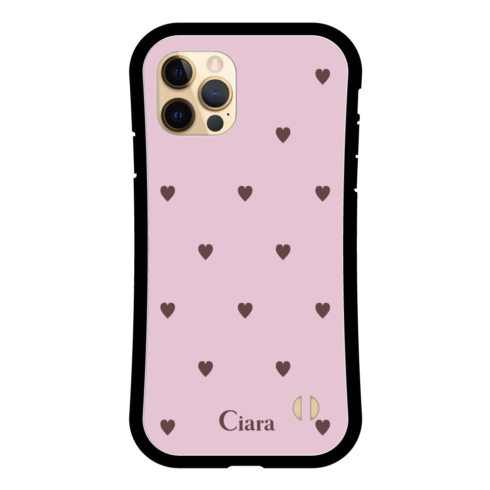 iPhone11ProMaxケース グリップ 耐衝撃ケース スウィートハート ピンク