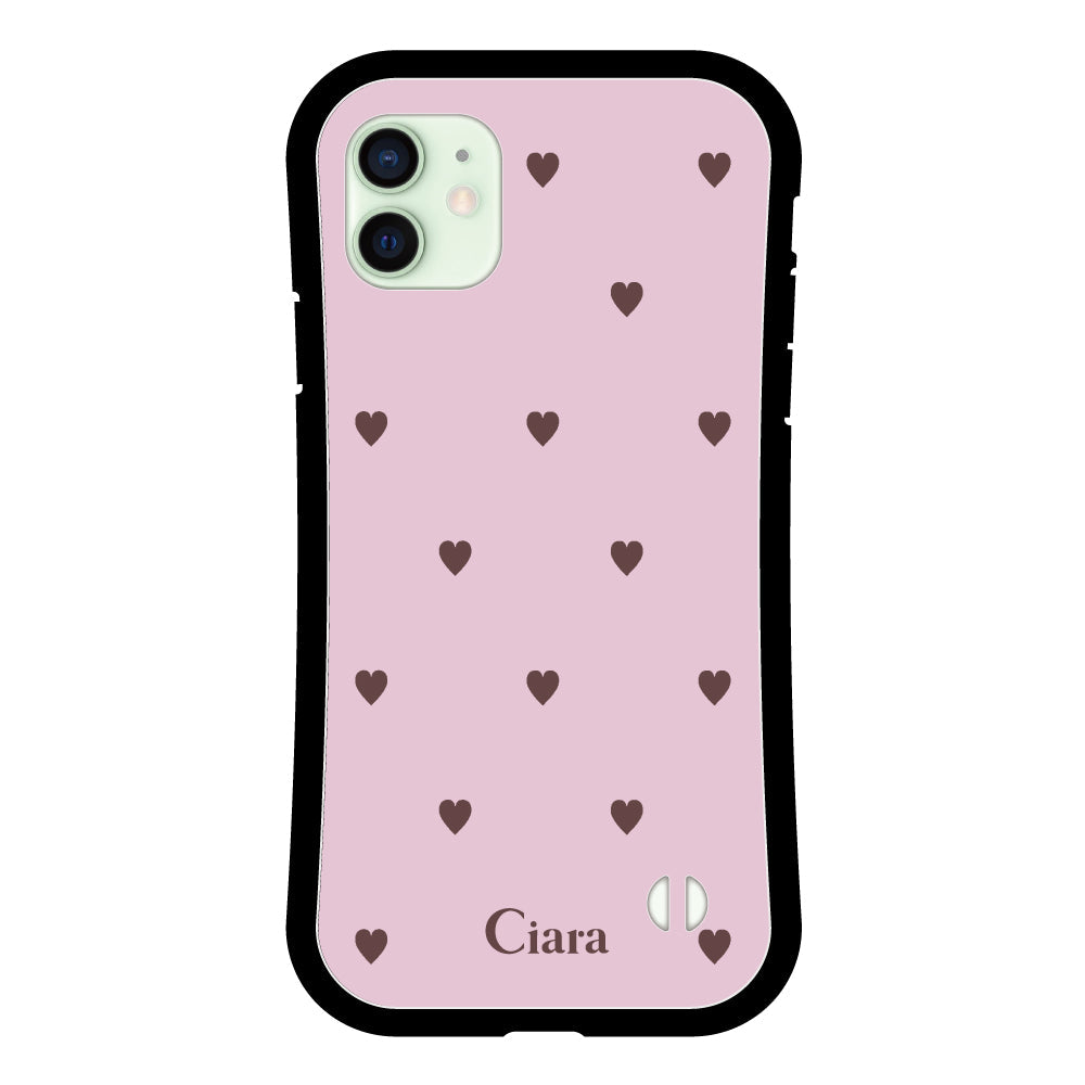 iPhone12miniケース グリップ 耐衝撃ケース スウィートハート ピンク