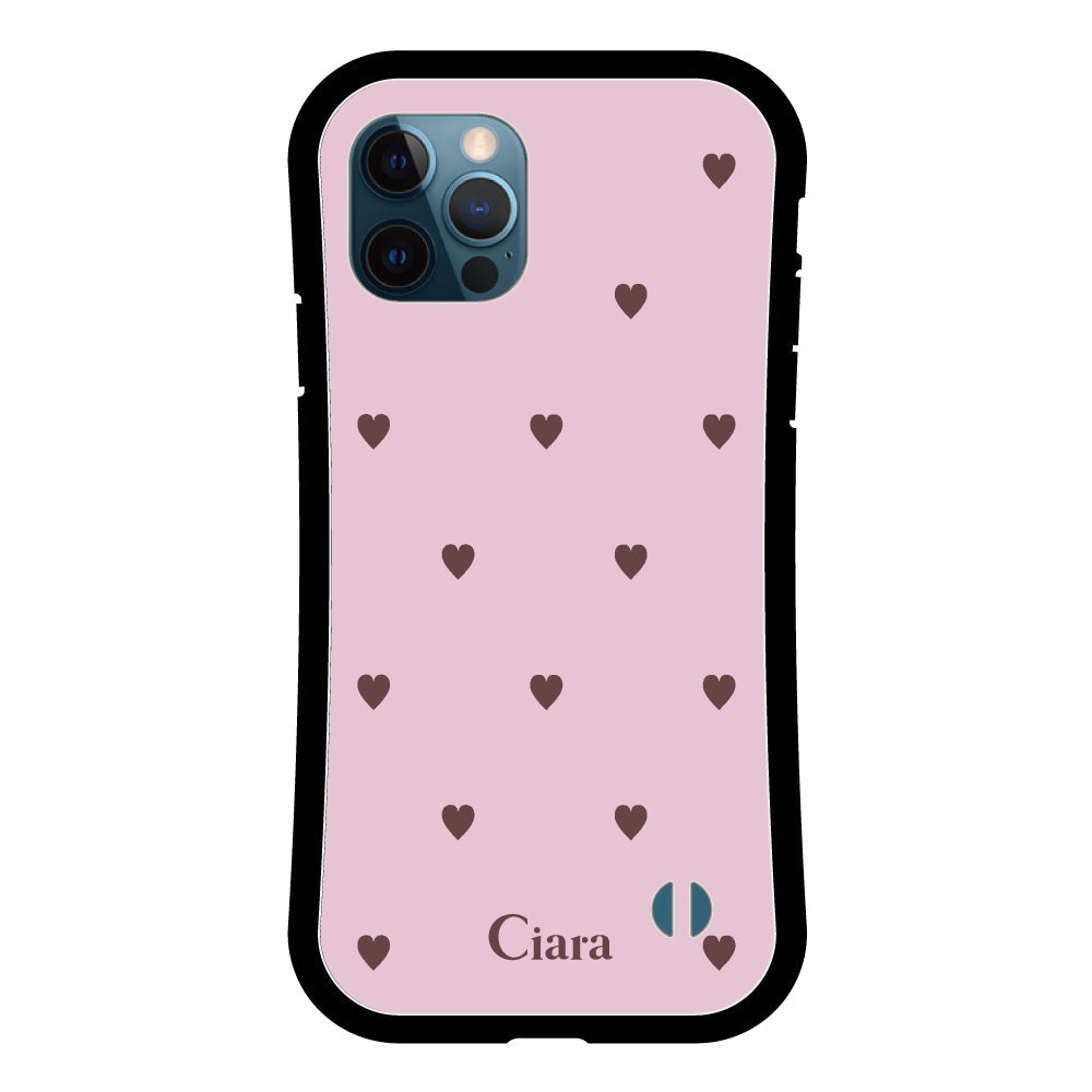 iPhone12ProMaxケース グリップ 耐衝撃ケース スウィートハート ピンク