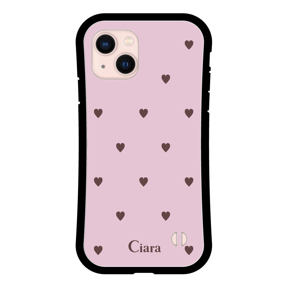 iPhone13ケース グリップ 耐衝撃ケース スウィートハート ピンク
